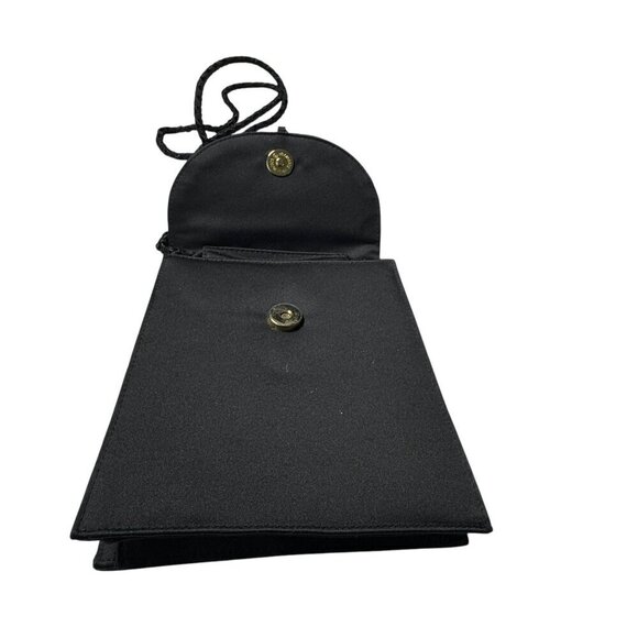 SUSAN GAIL vintage 80's Black crossbody evening bag crystal accent Satin - Picture 8 of 11